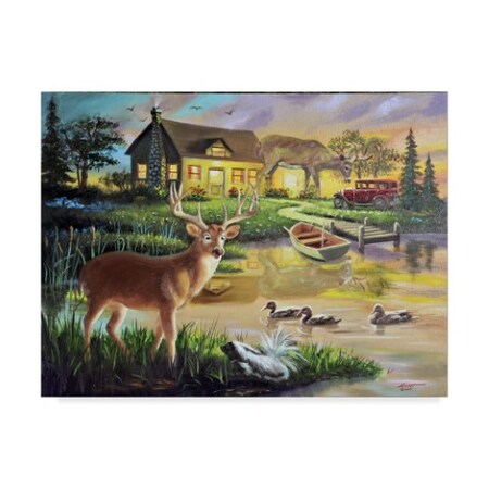 Trademark Fine Art D Rusty Rust 'Deer At The Pond' Canvas Art, 14x19 ALI41821-C1419GG